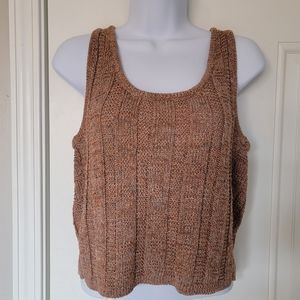NWT Lou & Grey Sleeveless Cropped Cable Knit Cropped Sweater Tank Rust Size M